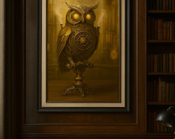 Steampunk Owl Art Nouveau Poster: Gothic Fantasy Home Decor