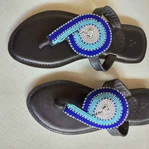 African sandal, Beaded Sandal, summer sandal, beach sandal, women sandal, flat sandal, Boho sandal, flip flop, slip on, leather sandal