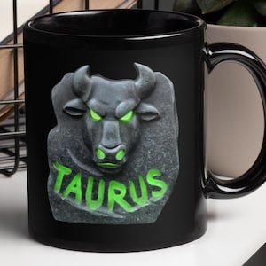 Black Glossy Mug - Taurus Zodiac Sign for Astrology Lovers