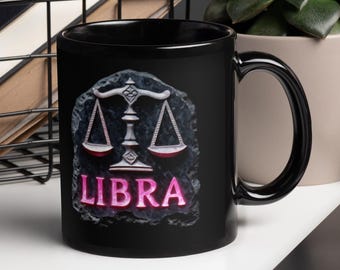 Black Glossy Mug - Libra Zodiag Sign for Astrology Lovers