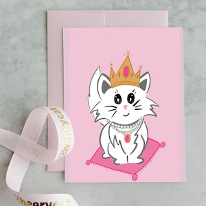 Mochi Princess - Carte de voeux chat joyeux avec enveloppe
