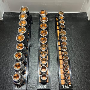 Modular Magnetic Socket Rail Organizer | Expandable Toolbox Holder | 3D-Printed Connectable System