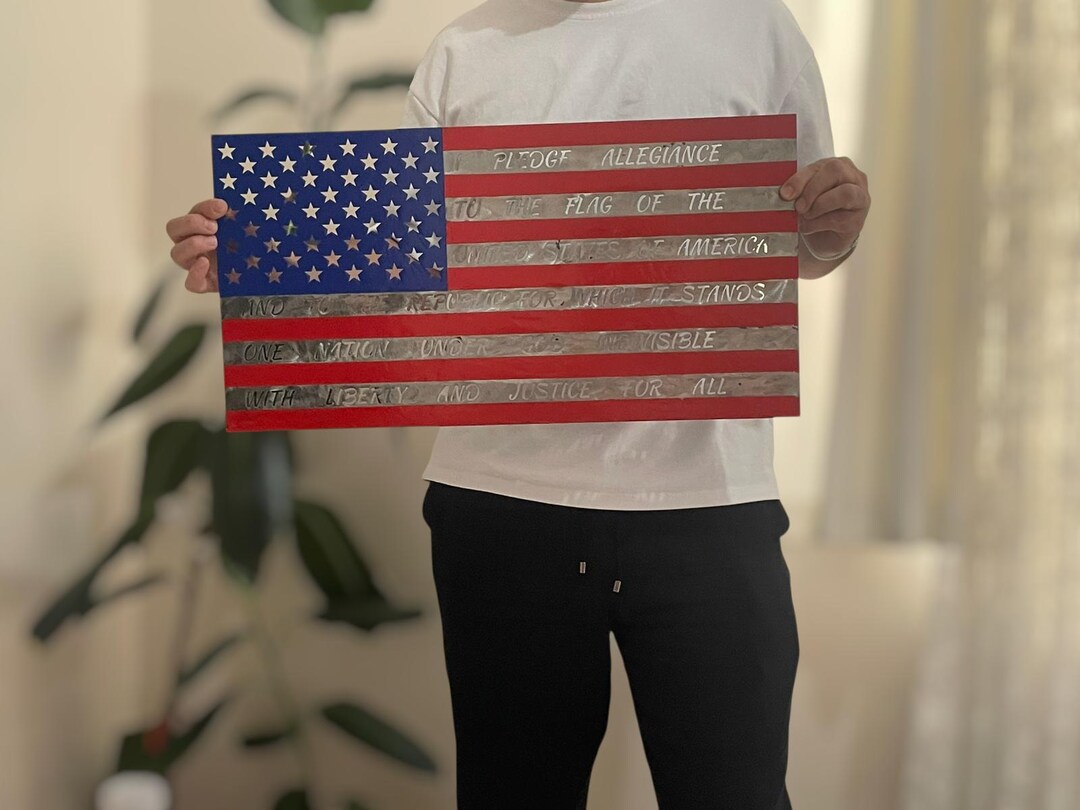 Metal American Flag Wall Art – Rustic Handcrafted Patriotic Steel Decor ...