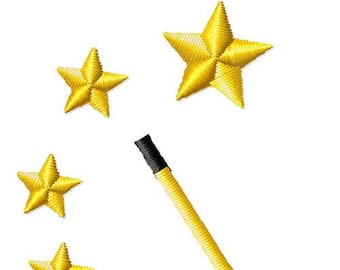 Diseño de bordado de máquina de varita mágica - Diseño de bordado de estrellas - Bordado mágico - Descarga digital instantánea