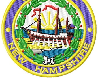 Diseño de bordado a máquina con el escudo del estado de New Hampshire - Diseño de bordado de New Hampshire - Bordado de barco - Descarga digital instantánea