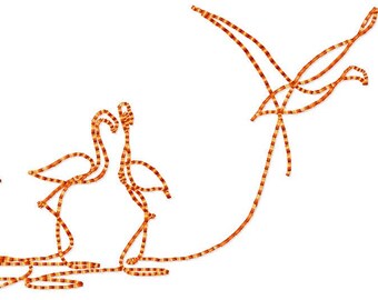 Flamingoes Outline - Machine Embroidery Design - Bird Embroidery Design - Beach Embroidery - Instant Digital Download