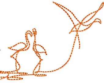 Contorno de flamencos - Diseño de bordado a máquina - Diseño de bordado de aves - Bordado de playa - Descarga digital instantánea