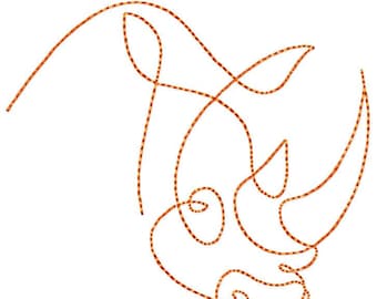 Contorno de rinoceronte - Diseño de bordado a máquina - Diseño de bordado de rinoceronte - Bordado de rinoceronte - Descarga digital instantánea