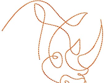 Rhino Outline - Machine Embroidery Design - Rhino Embroidery Design - Rhinoceros Embroidery - Instant Digital Download