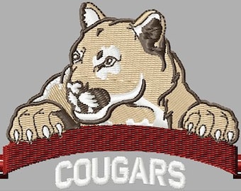 Diseño de bordado de Cougars de descarga instantánea - Archivo de bordado a máquina - Diseño de bordado a máquina - Archivo de diseño de Giggle digital