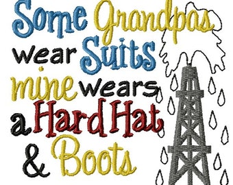 Instant Download Grandpa Wears Hard Hat Machine Embroidery File - Handmade embroidery design - Machine Embroidery Design - Digital Design