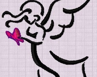 Descarga instantánea de bordado digitalizado mariposa y ángel bordado máquina archivo de diseño de bordado digital
