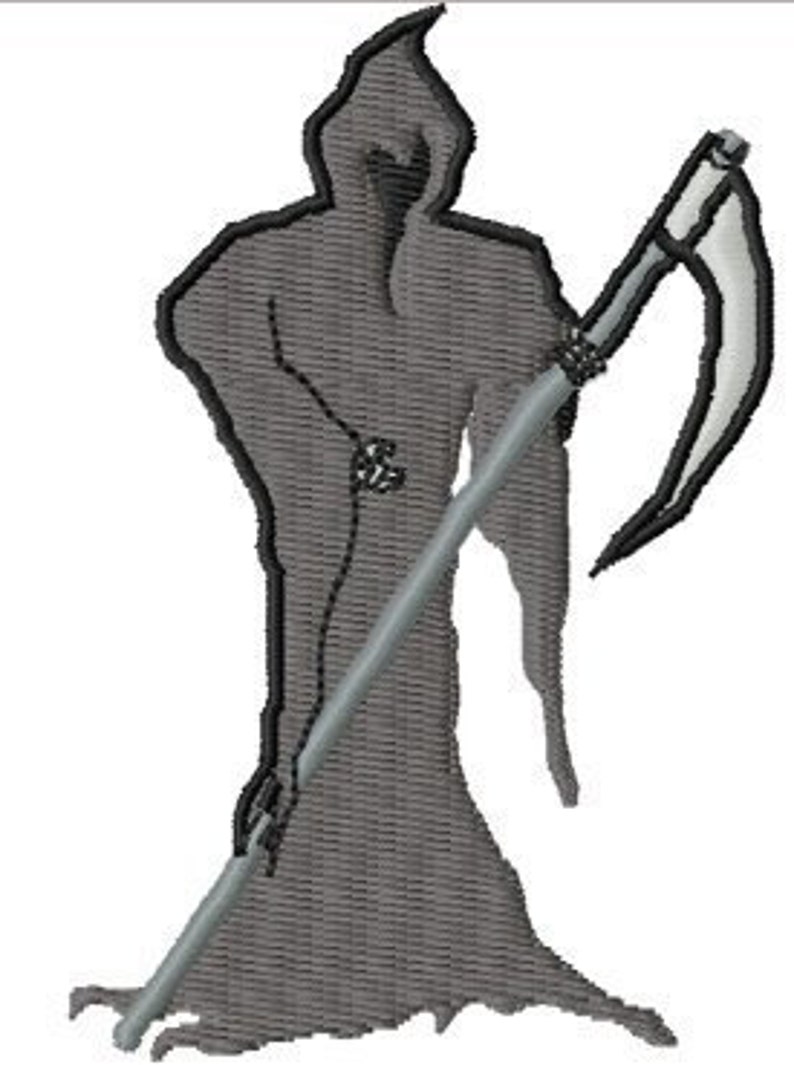 Halloween embroidery design grim reaper with sythe embroidery  etsy