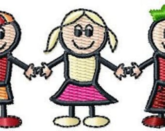 Instant Download 3 Children Embroidery Design Machine Embroidery File Digital Design Embroidery File Kids Embroidered