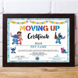 Stitch Certificate Template Moving Up Kids Editable Canva Preschool Graduation Printable Classroom Award Diploma Instant Download