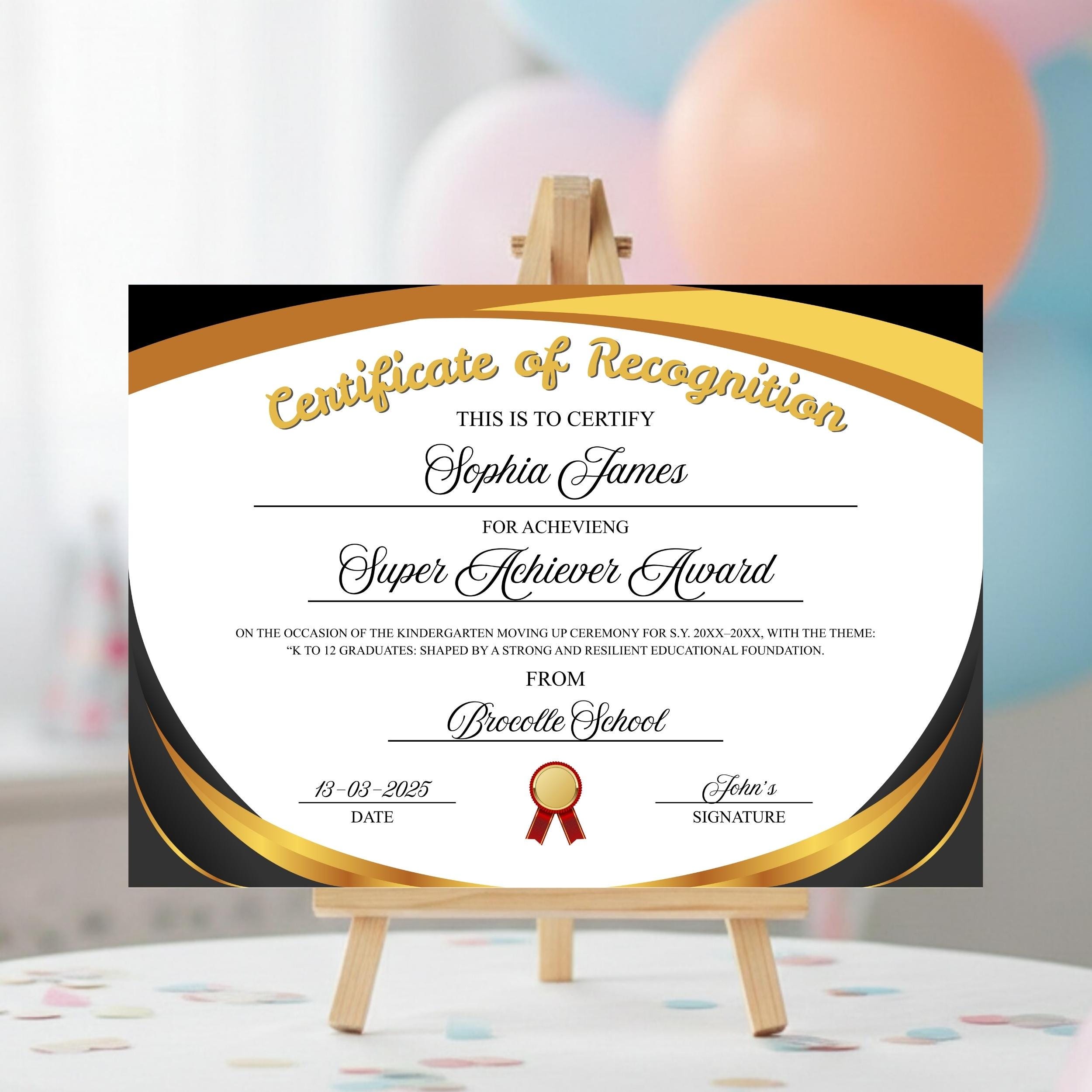 Editable Certificate of Recognition Template Printable Award ...