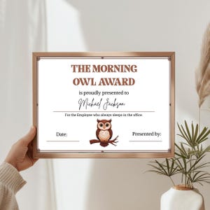 Printable office awards template for team celebrations.