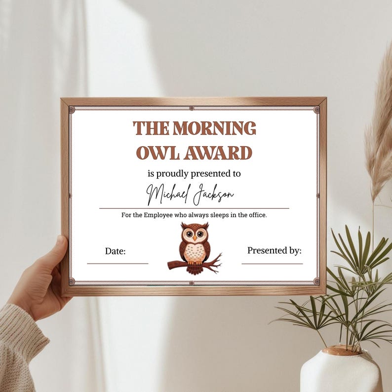 Printable office awards template for team celebrations.
