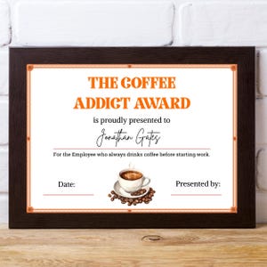 Funny coworker awards certificate design editable in Canva.