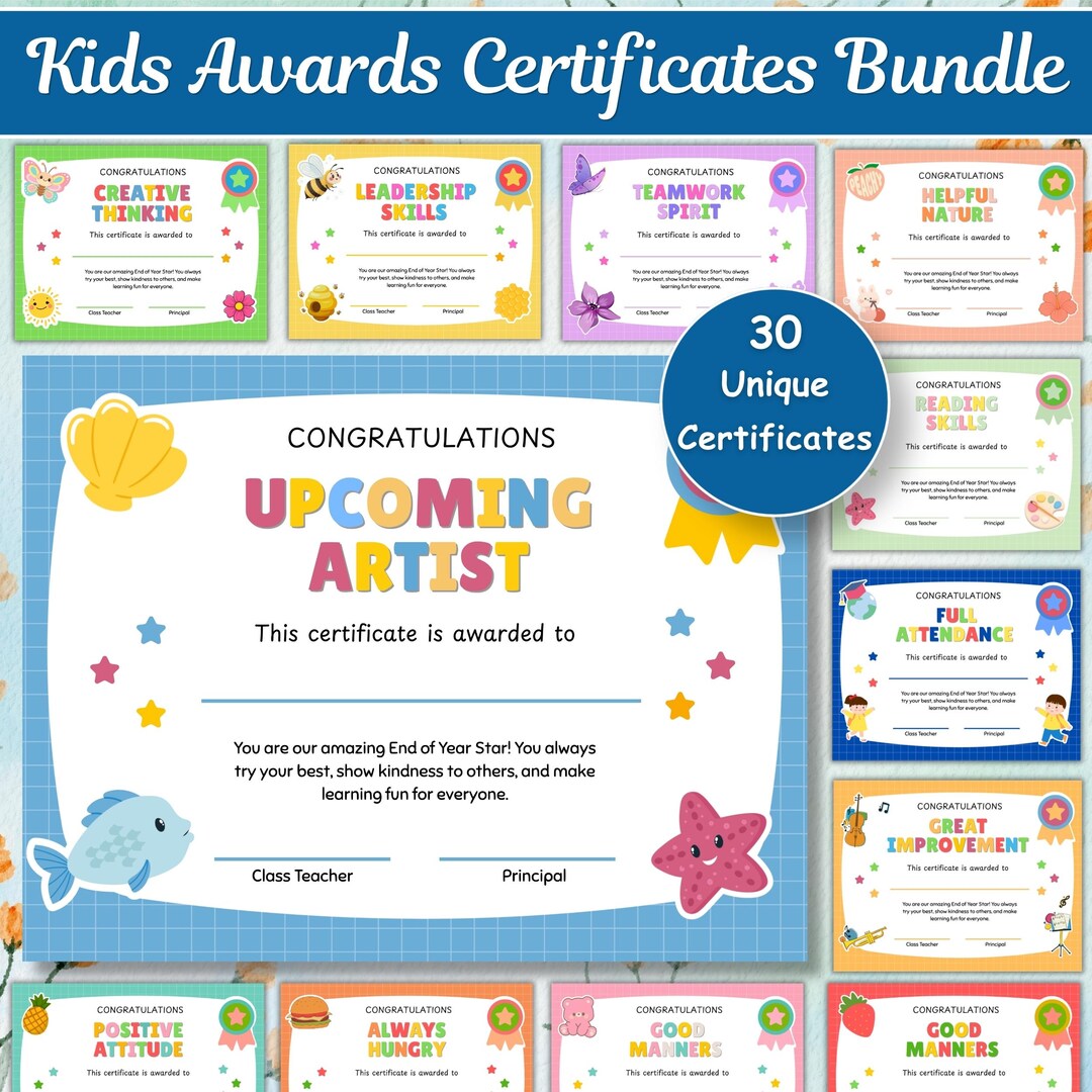 Editable Classroom Award Certificates Canva Template, End of Year ...