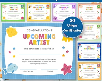 Editable Classroom Award Certificates Canva Template, End of Year Student Awards Bundle, Preschool Graduation Awards