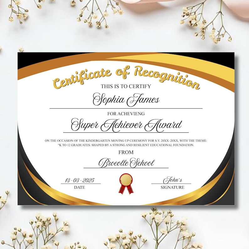 Editable Certificate of Recognition Template Printable Award ...