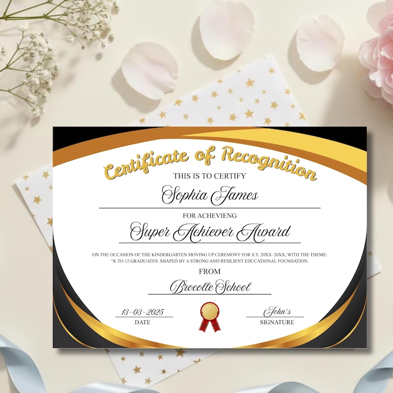 Editable Certificate of Recognition Template Printable Award ...