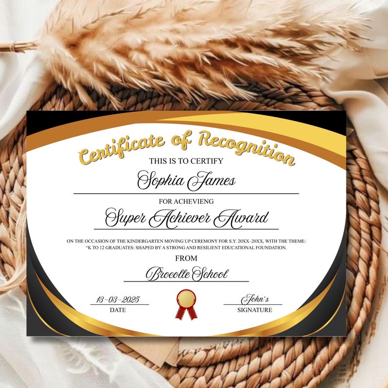 Editable Certificate of Recognition Template Printable Award ...