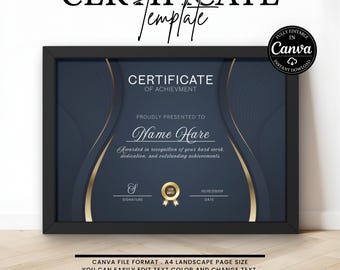 Editable Appreciation Certificate Template – Printable Recognition Award, Canva Digital Download