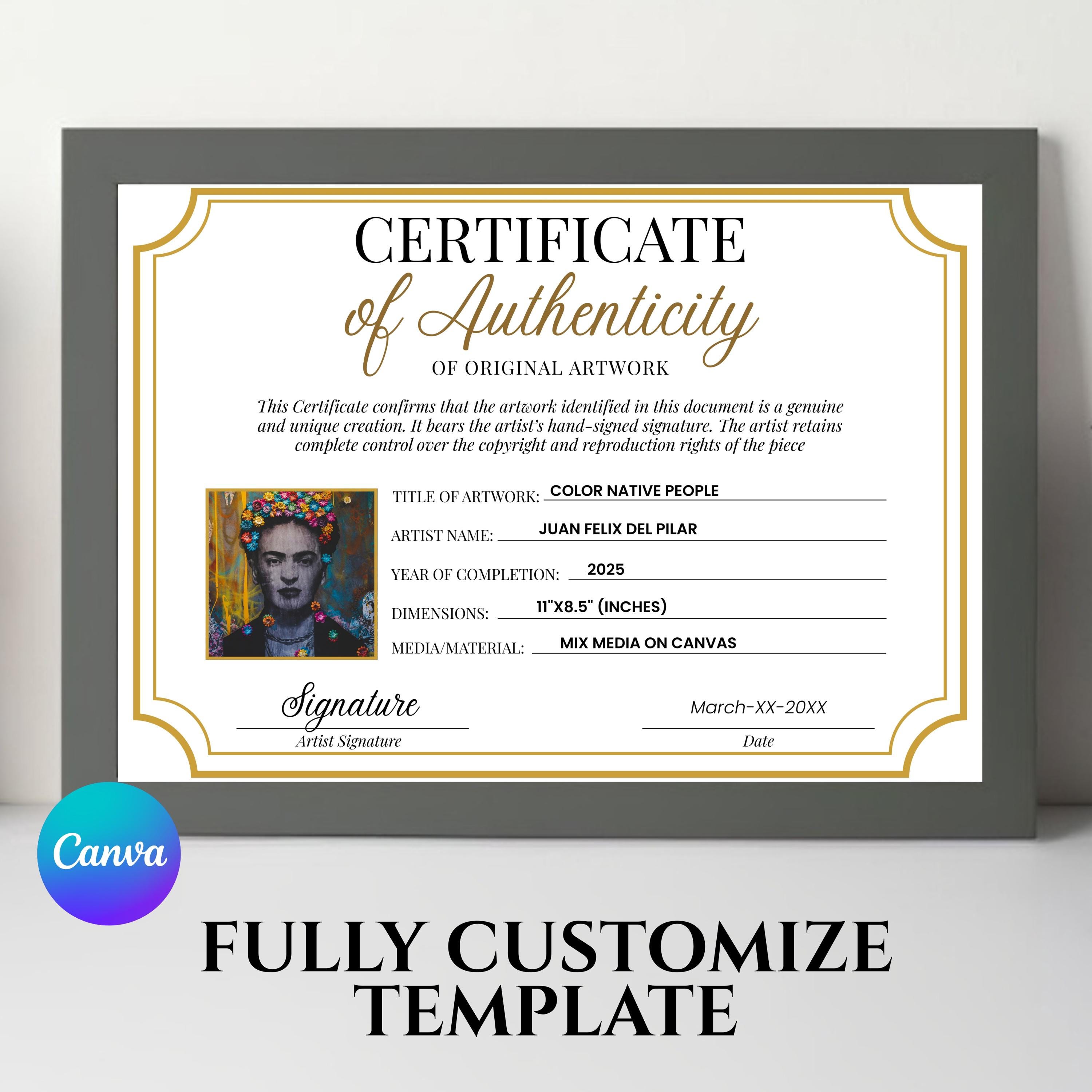 Artist certificate of authenticity - Etsy 日本