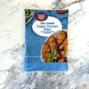 Upcycled Quilted Zipper Bag | Crispy Chicken Bag with Chicken & Cow Liner | Recycled Frozen Food Packaging Pouch | Eco-friendly Gift image 2