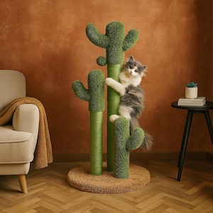 Cactus Cat Scratching Post: Sisal Tower with Plush Perch