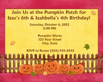 20 Personalized Fall Pumpkin Patch Scarecrow Halloween Party Invitations