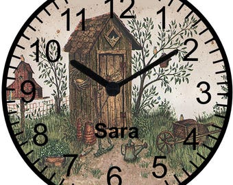 9" Personalized Country Outhouse Wall Clock