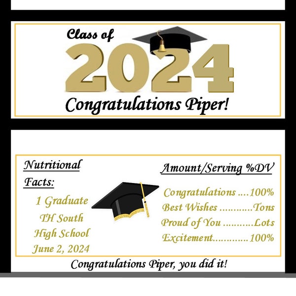 20 Personalized Graduation Candy Bar Wrappers ~ 2024