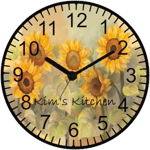 9" Personalized Sunflower Wall Clock