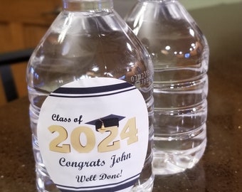 9 Personalized Round Graduation Water Bottle Labels ~ 2024