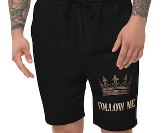 Follow Me Christian Fleece Shorts – Faith Based Inspirational Jesus Graphic Men’s Gym Shorts