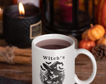 Taza de café con brebaje de bruja, regalo para amantes de Halloween, taza de bruja de Halloween, regalo de bruja de Halloween, tazas de Halloween, tazas de otoño de brujería
