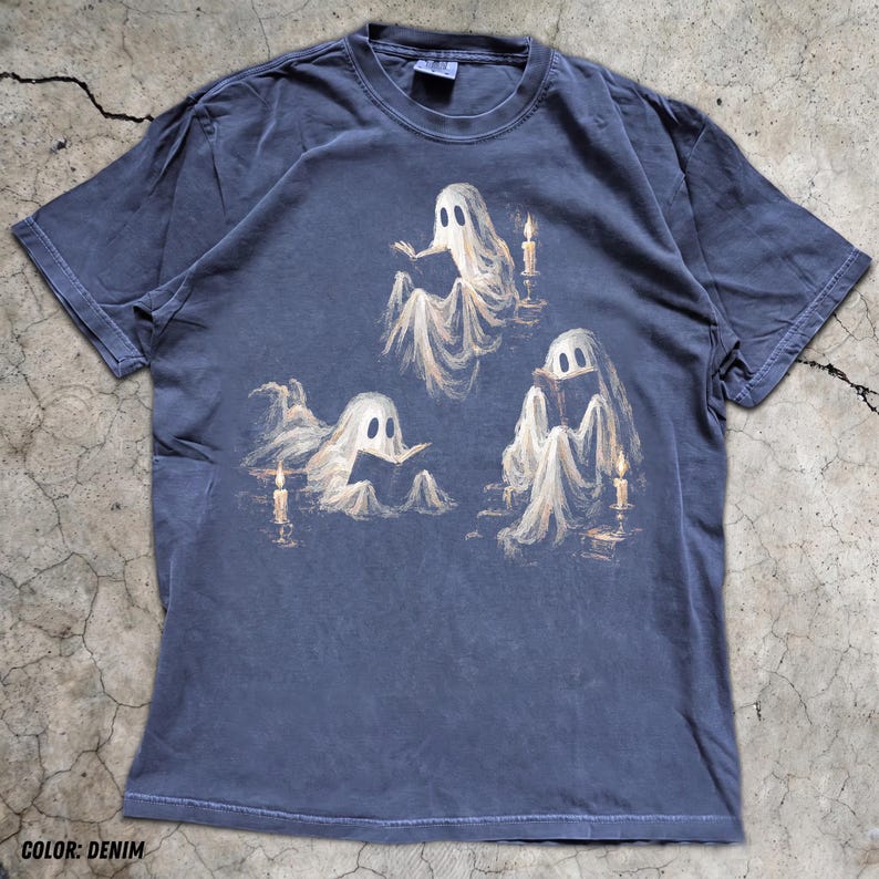 Ghost Reading Shirt, Book Lover Halloween Tee, Spooky Season Gift, Librarian Bookworm Shirt image 4