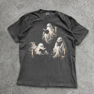Ghost Reading Shirt, Book Lover Halloween Tee, Spooky Season Gift, Librarian Bookworm Shirt image 1