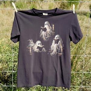 Ghost Reading Shirt, Book Lover Halloween Tee, Spooky Season Gift, Librarian Bookworm Shirt image 2