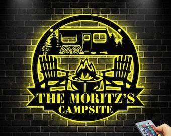 Personalized Your Camping Metal Sign led Light,Camper Sign, Camper Sign, Campsite Sign, Camping Stake, Campsite Decor, RV Decor,