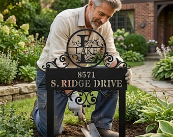 Personalized Address Yard Sign, Custom Metal House Number Sign, Outdoor Garden Decor,Metal Yard Decor