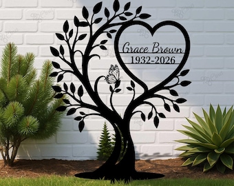 Personalized Memorial Tree Cross Sign: Custom Tree Grave Marker with Name