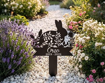 Custom Rabbit Memorial Stake with Name, Bunny Garden Decor, Pet Memorial Gift Outdoor,Pet Memorial Gift