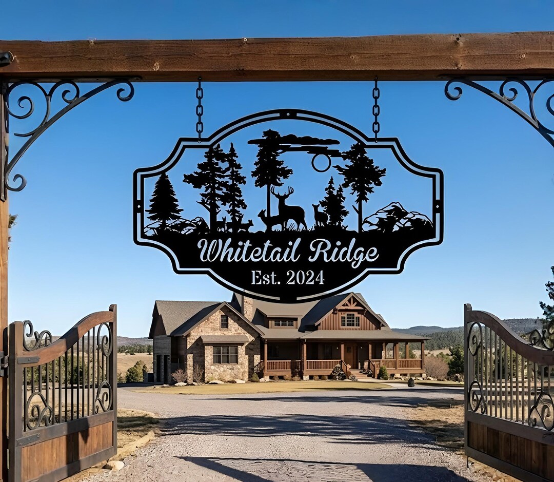 Deer Rack Sign Personalized Deer Hunting Metal Sign, Custom Whitetail Ridge Sign ...