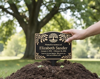 Personalized Memorial Tree Plaque: Custom Tree Memorial Garden Marker