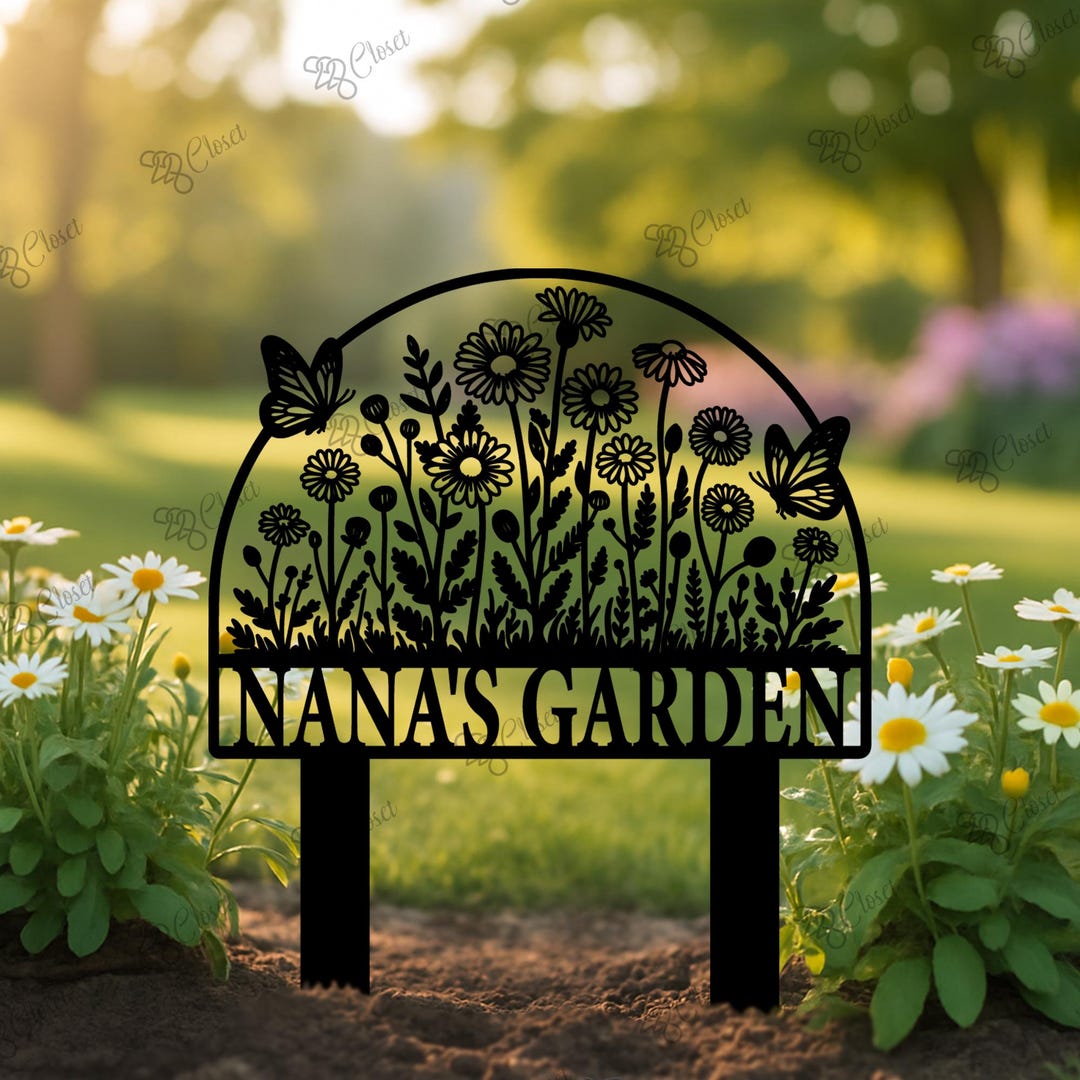 Custom Metal Garden Sign, Flower Design, Personalized Garden Sign ...