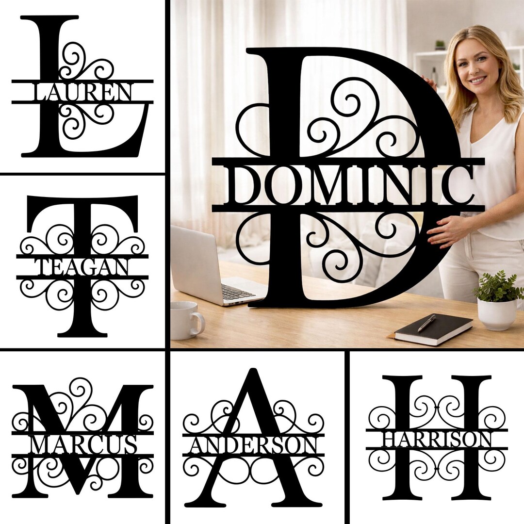 Personalized Monogram Metal Wall Art, Custom Family Name Sign, Last ...